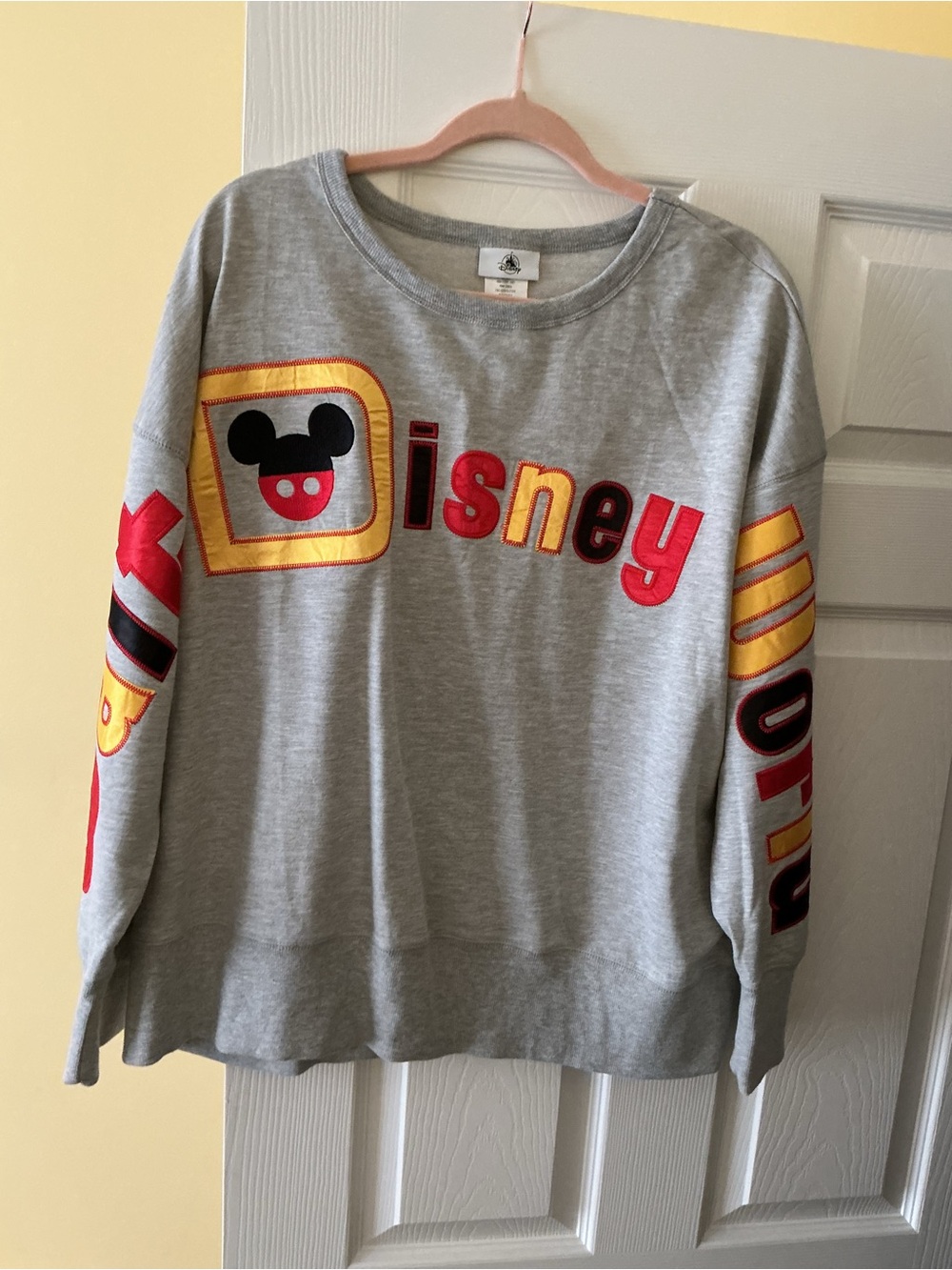 Disney Kids' Gray Crewneck Sweatshirt with Red & Yellow Appliqué